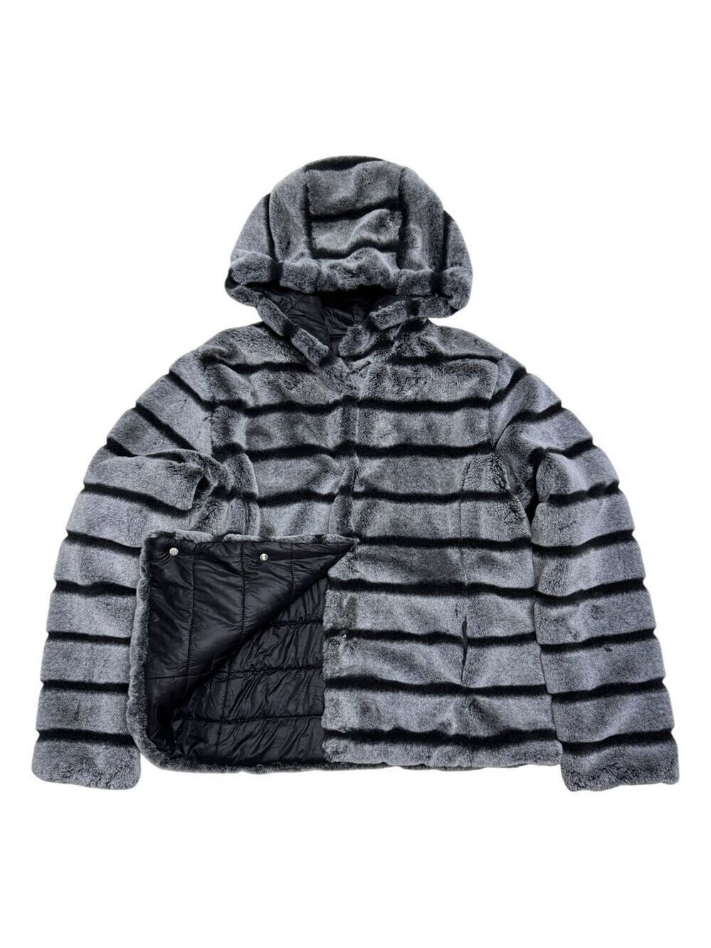 FRANK LYMAN Coat Reversible FAUX FUR Hooded Soft Puffer Jacket Womens Medium